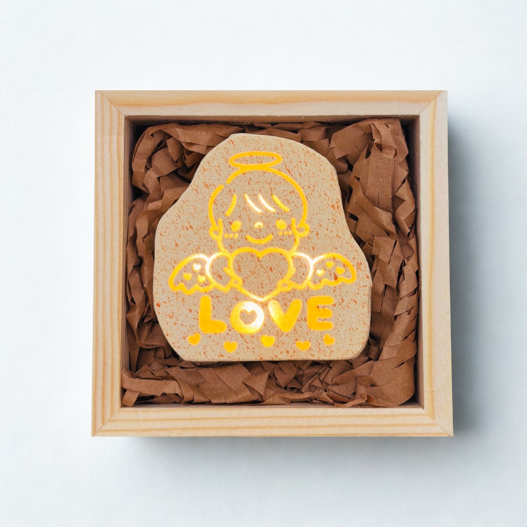 LOVE/木盒石頭燈