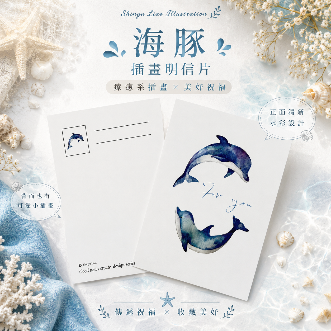 海豚 明信片