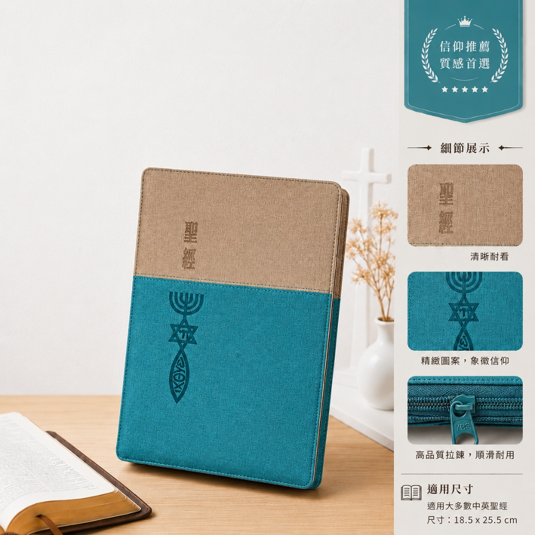 (藍灰)大字皮面雙拼拉鍊索引_8系列和合本聖經